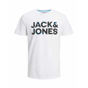 JACK & JONES Póló  égkék / fekete / piszkosfehér