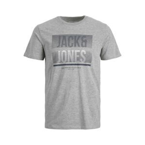 JACK & JONES Póló 'BRIX'  sötétkék / szürke melír / fehér