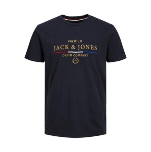 JACK & JONES Póló  sötétkék / arany / sötétvörös / fehér