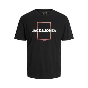 JACK & JONES Póló 'EXPLORED'  lazac / fekete / fehér