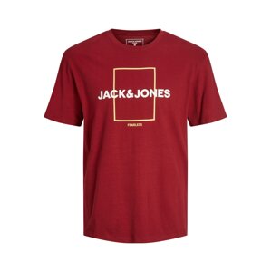 JACK & JONES Póló 'EXPLORED'  világos sárga / piros / fehér