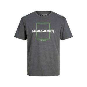 JACK & JONES Póló 'EXPLORED'  sötétszürke / világoszöld / fehér