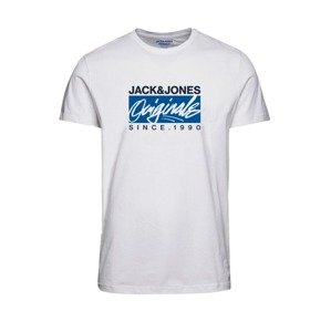 JACK & JONES Póló 'RACES'  kék / fekete / fehér