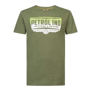 Petrol Industries Póló  khaki / világoszöld / piszkosfehér