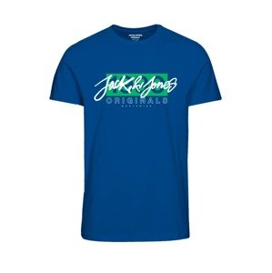 JACK & JONES Póló 'RACES'  indigó / kiwi / fehér