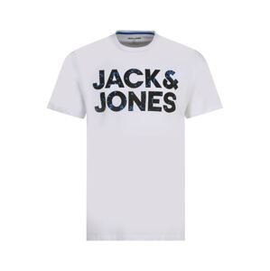 Jack & Jones Plus Póló 'NEON'  kék / fekete / fehér
