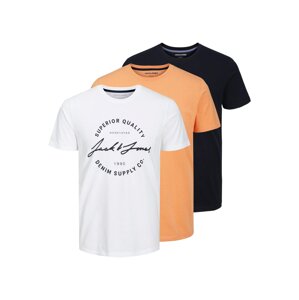 JACK & JONES Póló 'ACE'  világos narancs / fekete / fehér