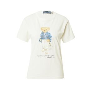 Polo Ralph Lauren Póló 'Med Bear'  tengerészkék / világoskék / világosbarna / természetes fehér