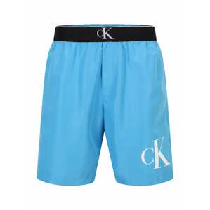 Calvin Klein Swimwear Rövid fürdőnadrágok 'Monogram'  kék / fekete / fehér