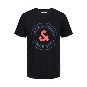 JACK & JONES Póló 'Shirt 'ARON'  tengerészkék / dinnye / fekete
