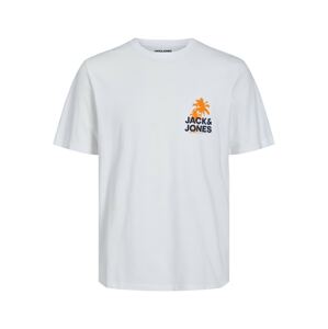 JACK & JONES Póló 'WAVY'  tengerészkék / narancs / fehér