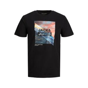JACK & JONES Póló 'Tresor'  kék / pasztellsárga / lazac / fekete