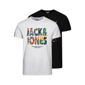 JACK & JONES Póló 'BOOSTER'  zöld / narancs / fekete / fehér