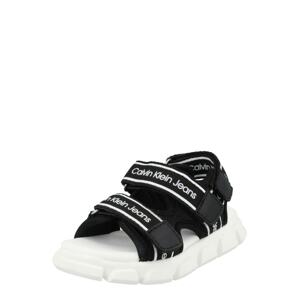 Calvin Klein Jeans Nyitott cipők 'Velcro'  fekete / fehér
