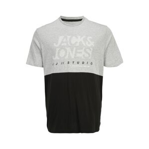 Jack & Jones Plus Póló 'MARCO'  szürke melír / fekete / fehér