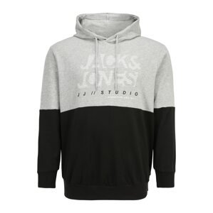 Jack & Jones Plus Tréning póló 'MARCO'  szürke melír / fekete / fehér