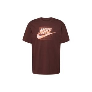 Nike Sportswear Póló  sötét barna / narancs / fehér