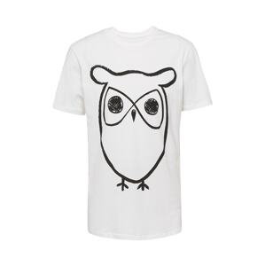KnowledgeCotton Apparel Póló 'Big Owl'  fekete / fehér