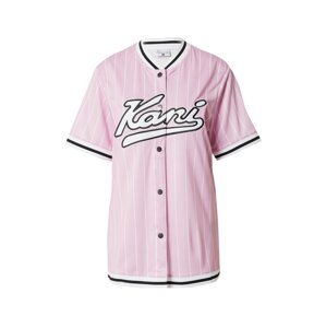 Karl Kani Póló 'Varsity Pinstripe'  rózsaszín / fekete / fehér