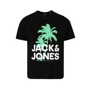 Jack & Jones Plus Póló 'WAVY'  menta / fekete / fehér