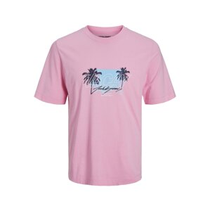 JACK & JONES Póló 'TULUM'  világoskék / világos-rózsaszín / fekete / fehér