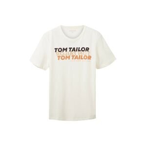 TOM TAILOR Póló  narancs / fekete / piszkosfehér