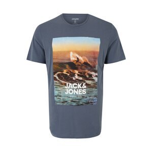 Jack & Jones Plus Póló 'GEM'  kék / világoskék / sötét barna / fehér