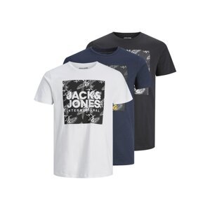 JACK & JONES Póló 'Loky'  sötétkék / fekete / fehér