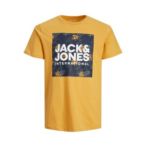 JACK & JONES Póló 'LOKY'  éjkék / aranysárga / fehér