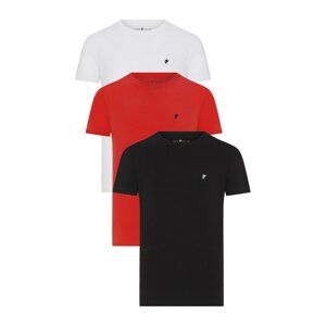 DENIM CULTURE Póló 'TONY'  piros / fekete / fehér