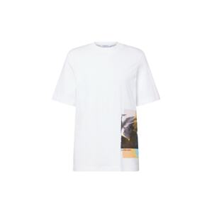 Calvin Klein Jeans Póló 'MULTI LAYERED'  égkék / világos narancs / fekete / fehér
