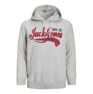 Jack & Jones Plus Tréning póló  sötétkék / szürke melír / piros