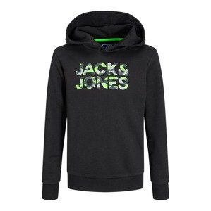 Jack & Jones Junior Tréning póló 'Miles'  szürke / neonzöld / fekete
