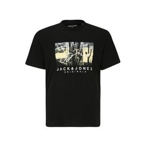 Jack & Jones Plus Póló 'SPLASH'  pasztellsárga / antracit / fekete / fehér