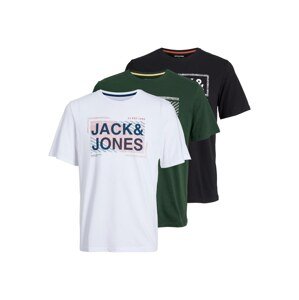 JACK & JONES Póló 'Kain'  sötétzöld / vegyes színek / fekete / fehér