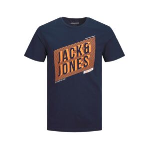 JACK & JONES Póló 'NET'  tengerészkék / narancs / fehér