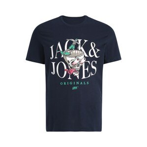 Jack & Jones Plus Póló 'AFTERLIFE'  tengerészkék / zöld / rózsaszín / fehér