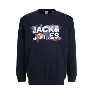 Jack & Jones Plus Tréning póló 'DUST'  kék / tengerészkék / narancs / fehér