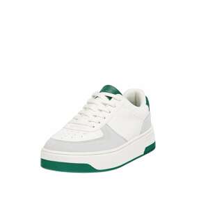 Pull&Bear Rövid szárú sportcipők  szürke / smaragd / fehér
