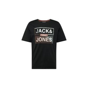 JACK & JONES Póló 'KAIN'  dinnye / fekete / fehér
