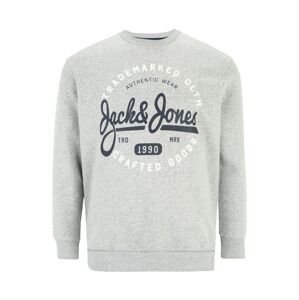 Jack & Jones Plus Tréning póló 'MIKK'  tengerészkék / szürke melír / fehér