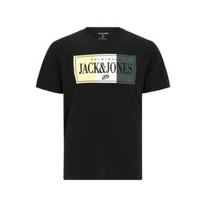 Jack & Jones Plus Póló 'ARTHUR'  világos sárga / sötétzöld / fekete / fehér