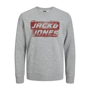 JACK & JONES Tréning póló  szürke melír / sötétvörös