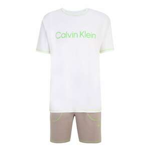 Calvin Klein Underwear Rövid pizsama  taupe / neonzöld / fehér