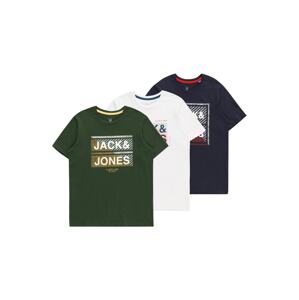 Jack & Jones Junior Póló 'KAIN'  tengerészkék / khaki / piros / fehér