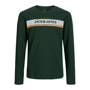 Jack & Jones Junior Póló 'Alex'  sötétzöld / világos narancs / fehér