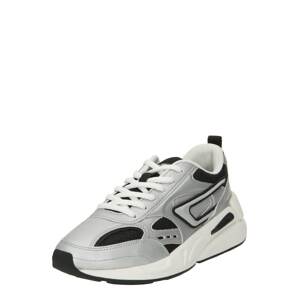 DIESEL Rövid szárú sportcipők  fekete / ezüst / fehér