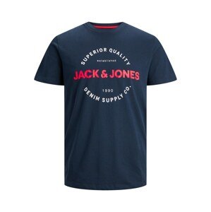JACK & JONES Póló 'ANWAR'  tengerészkék / gránátalma / fehér