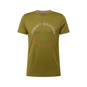 TOMMY HILFIGER T-Shirt  olíva / rózsaszín / fehér