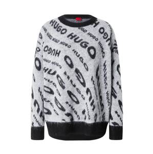 HUGO Oversize pulóver 'Sidimmer'  szürke melír / fekete